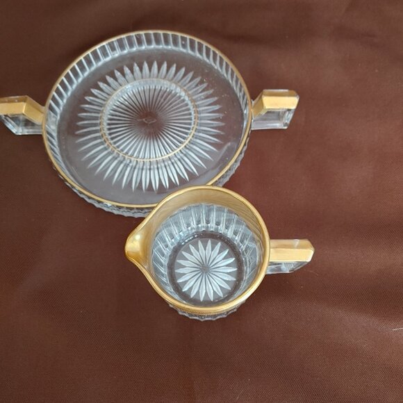Rare Vintage Elegant Gold and Clear Glass Coffee Set - Picture 2 of 7